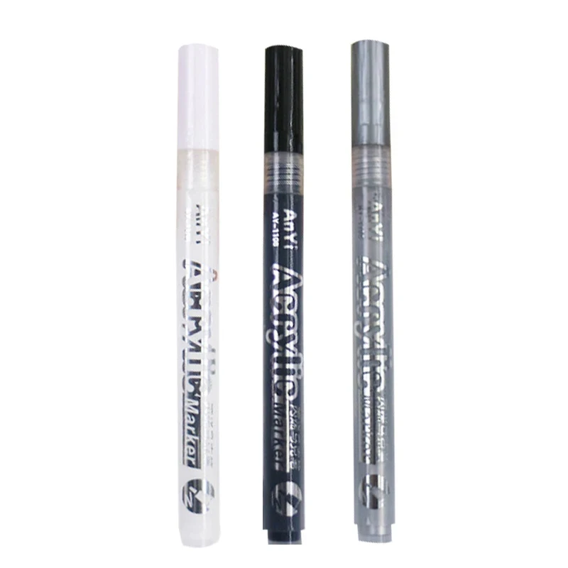Acrylic Paint Pens Set - Black, White, Gold, Silver, Extra-Fine Tip