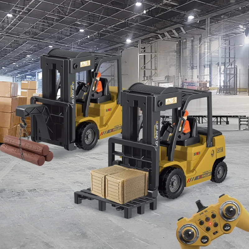 RC Trucks Construction Toy Diecast Truck Toy 2.4G 11 Channel Remote Control Forklift and Crane Combination 2in1 For Boy