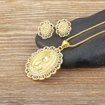 Our Lady of Guadalupe Jewelry Set – Gold Earrings & Necklace 1