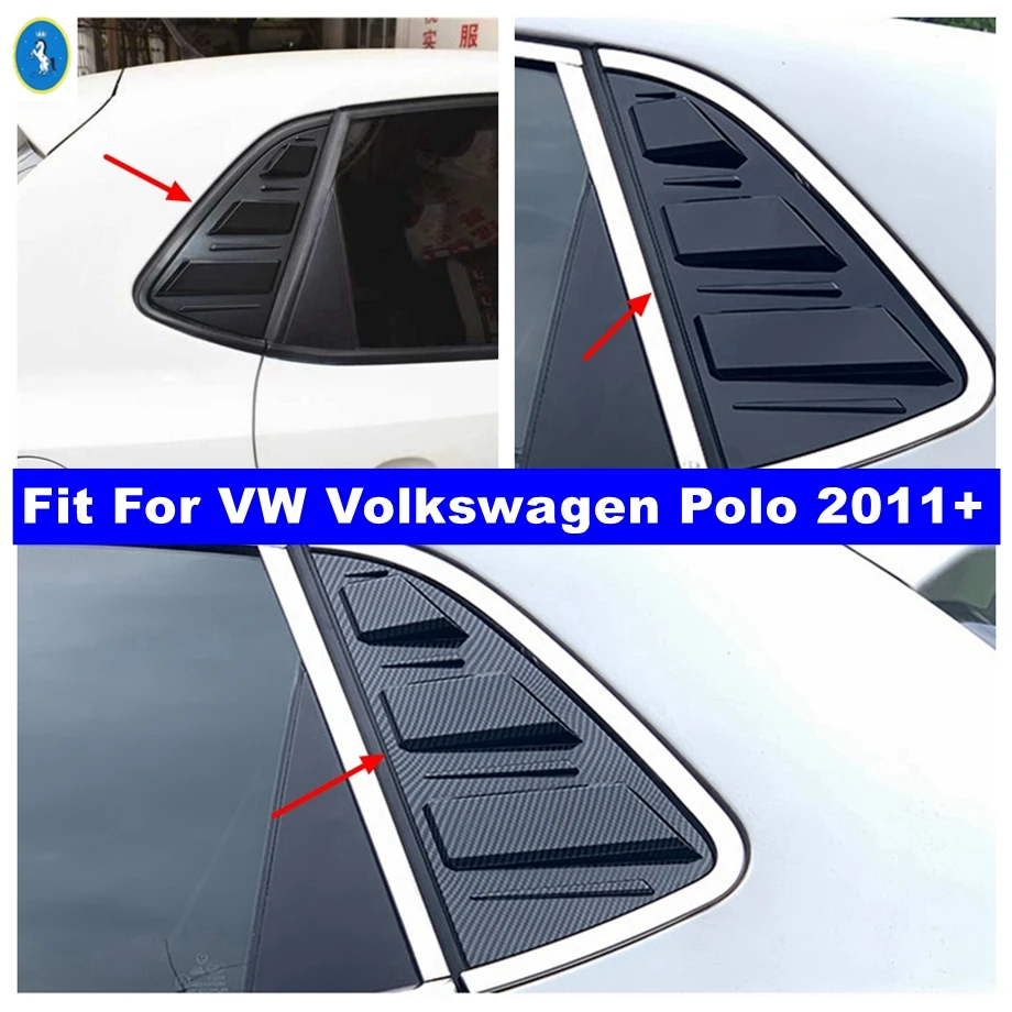 

Rear Door Side Vent Louver Window Triangle Shutters Decor Cover Trim For VW Volkswagen Polo 2011 - 2018 Carbon Fiber Accessories
