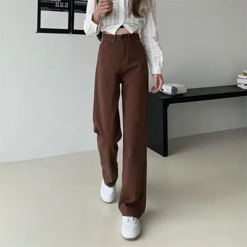 Washed Vintage American Brown Denim Jeans Loose Straight Leg Wide Leg Long Trousers for Men And Women Casual High Waist S209c2866ab1c487cb99a7049c08d77cdN