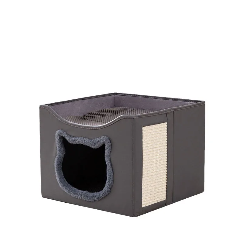 New Pet Double-layer Cat Bed Indoor Foldable and Scratch Resistant Technology Fabric Washable and Breathable Material