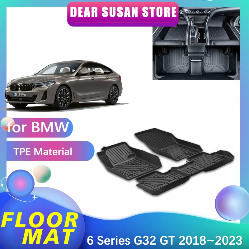 Tappetino auto per BMW serie 6 G32 GT 640i 630i 620d 630d 2018 ~ 2023 2019 2020 2021 2022 vassoio piede TPE fodera tappeto Pad copertura personalizzata accessori tappeto