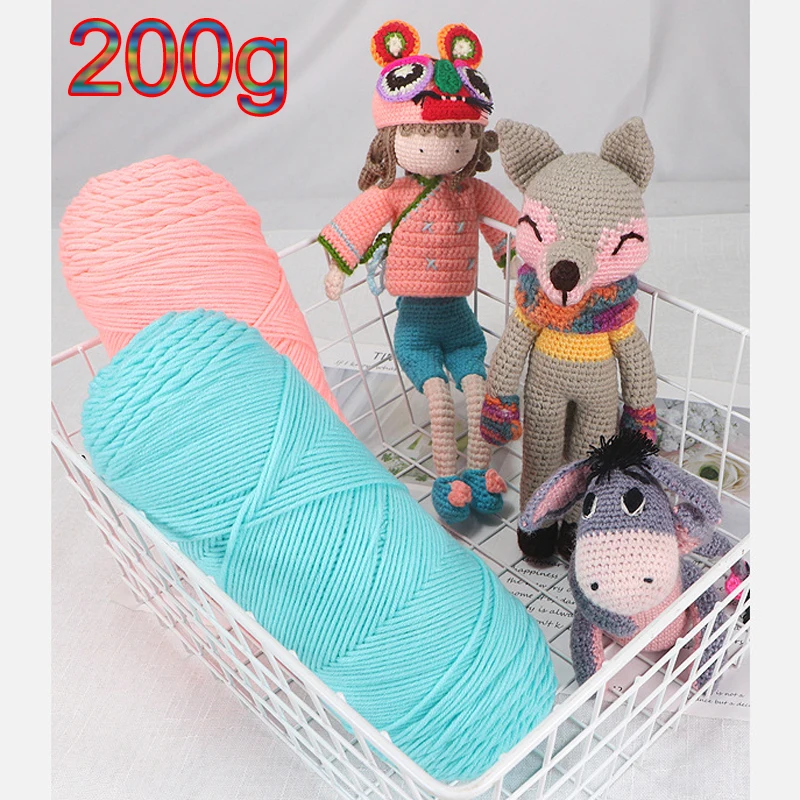 Milk Cotton Yarn Super Soft for Knitting Crochet knit line Blankets sweater hat shoe Crocheting amigurumi thread 200g 1Pc cotton yarn