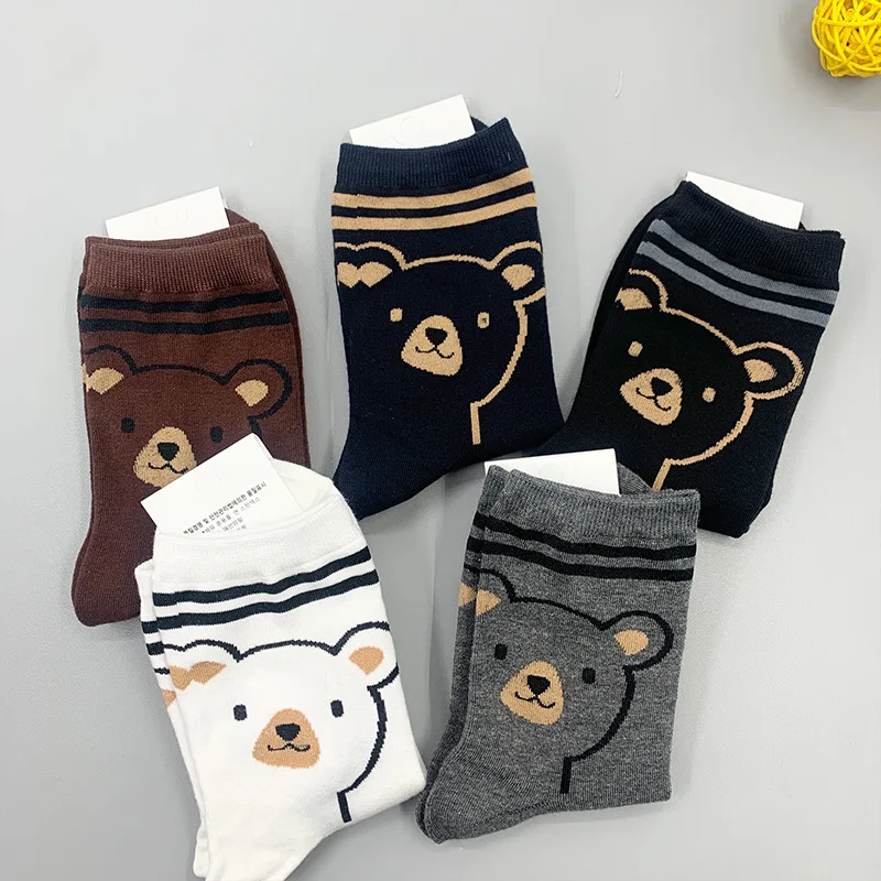 

Cartoon Bear Woman Sock Anime Scrawl for Women Socks Casual Kawaii Fashion Warm Middle Tube Sox Cotton Autumn Winter Stockings