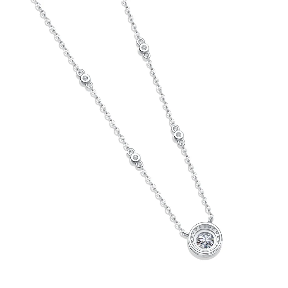 1 Carat Moissanite 925 Sterling Silver Pendant Necklace Women's Jewelry