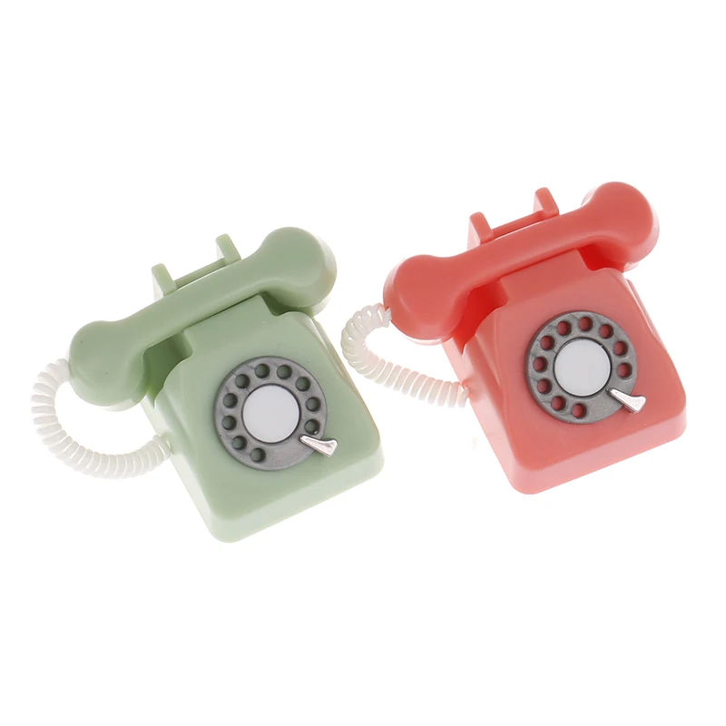 1pc Doll House Furniture Miniature Retro Phone Vintage Telephone Home Furniture Acc Decor Miniature Simulation Toy