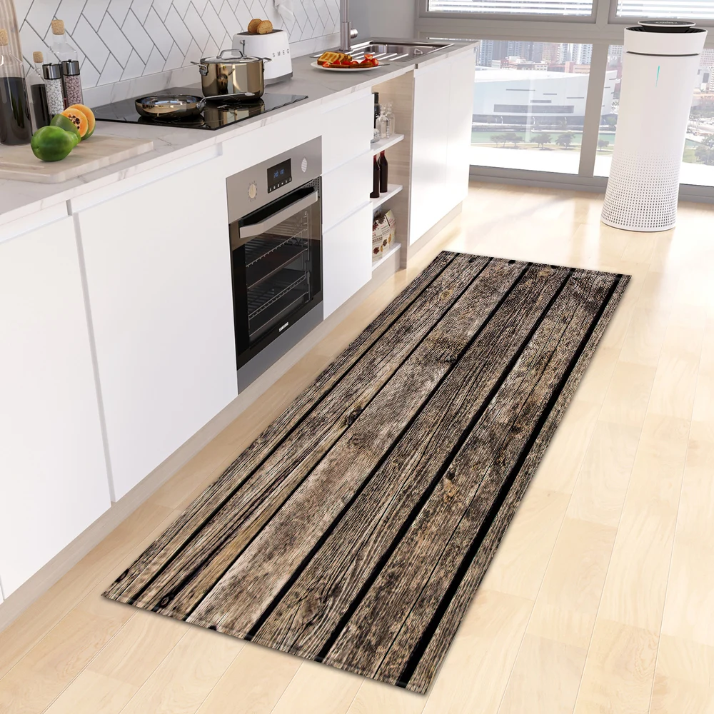Wood Grain Kitchen Rug - Anti-Slip Custom Made Floor Mat for Bedroom, Entrance, Living Room, and Hallway - Image 2