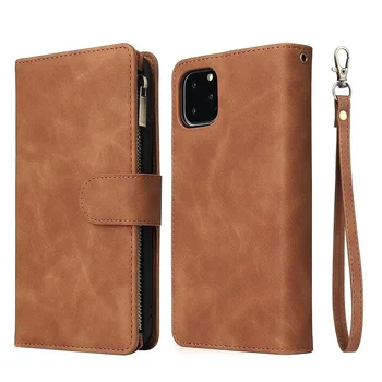 Premium Wallet Case For iPhone 11-17 - Pro Max Plus - 17 Air - Magnetic Card Slot - Brown