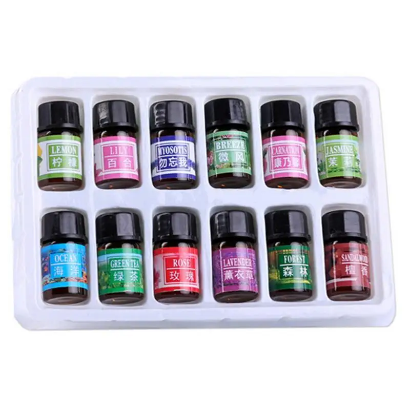 Necessary Oil Set Water Soluble Aromatherapy Oil Bottle Set 3ml X 12Pcs Natural Diffuser Humidifier Skin Repairing Massage Oil air humidifier water drop mist maker diffuser fogger electric humidifiers aromatherapy 680ml anti gravity household air purifier