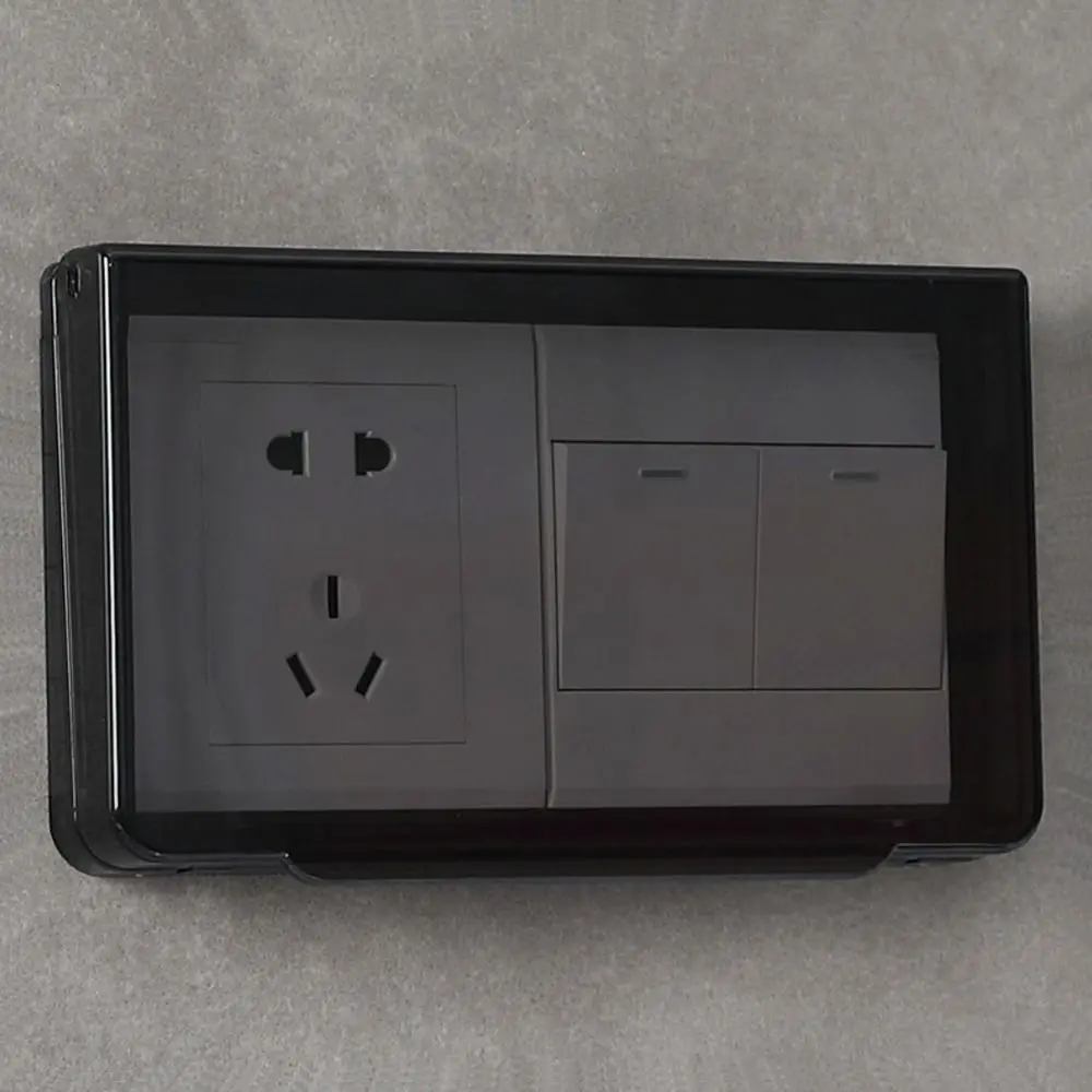 86 Type Dual Protection Socket Cover Self-Adhesive Wall-mounted Splash-Proof Box Electric Power Outlet Cover Bathroom Supplies socket protective cover