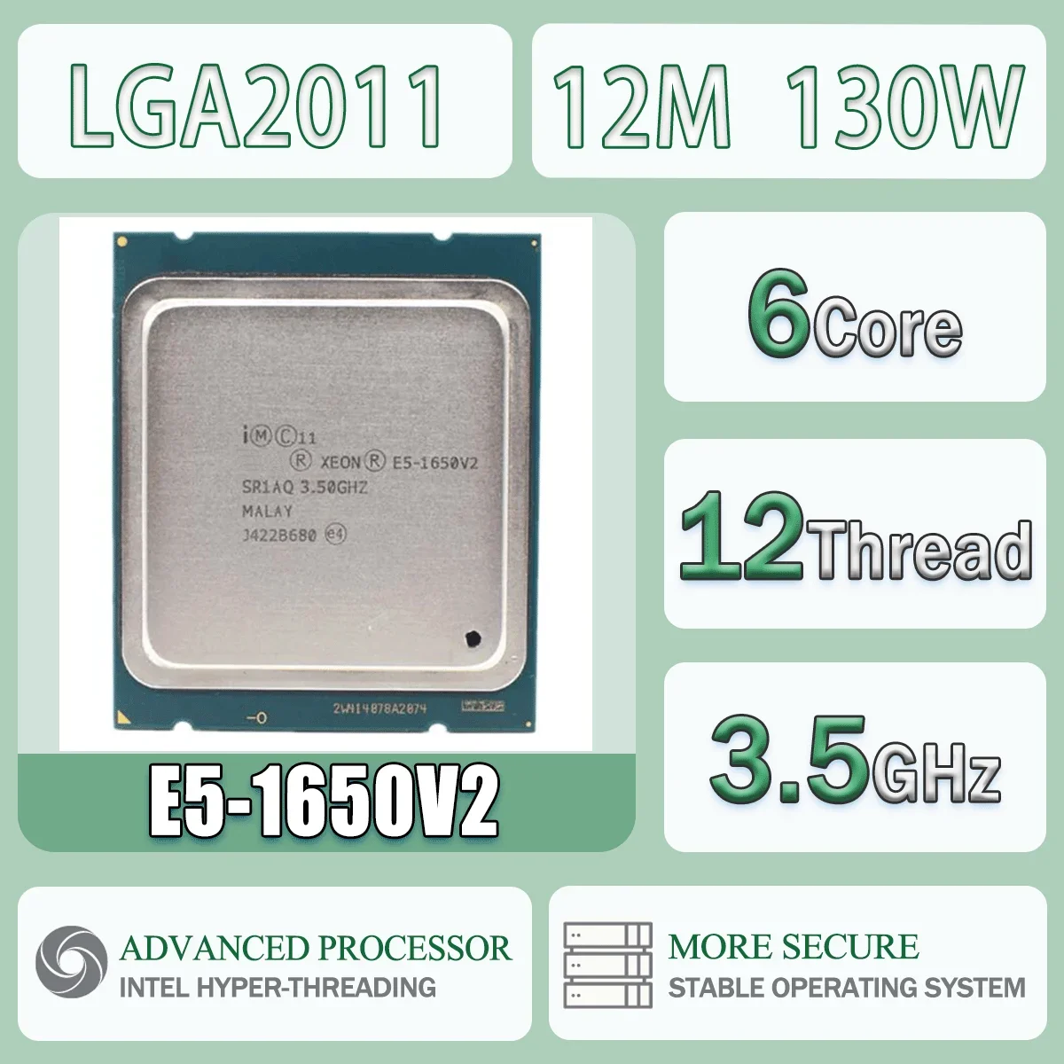 Intel Xeon E5-1650V2 3.5GHz 6 Cores 12 Threads 12M 130W E5 1650V2 Computer CPU Processor Server E5 1650 V2 Package LGA 2011