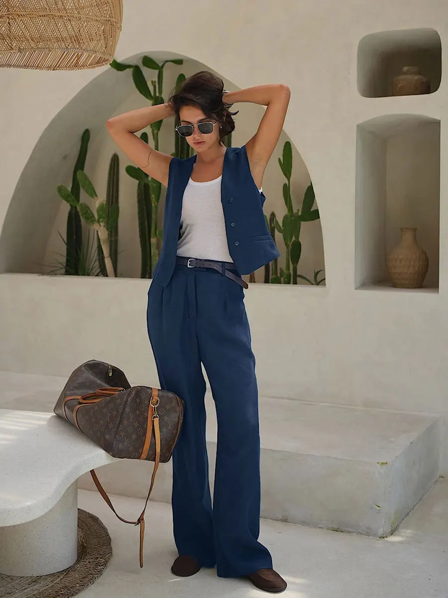 Chaleco informal ajustado para mujer, top de verano sin mangas de color liso, cárdigan de moda de un solo pecho, chaleco de mujer