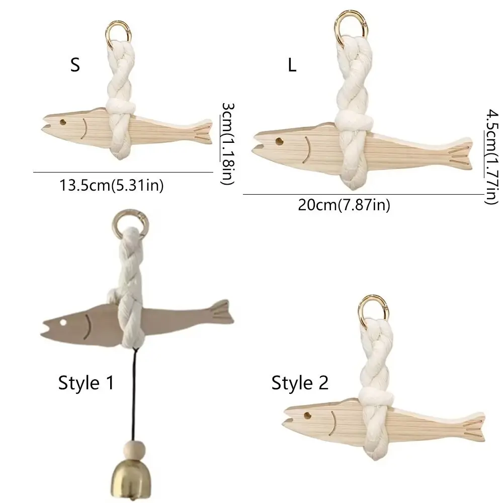 Creative Wooden Fish Car Ornament with Bell Ultra-thin Pollack Door Pendant Hangable Fish Wall Art Home Decor 6