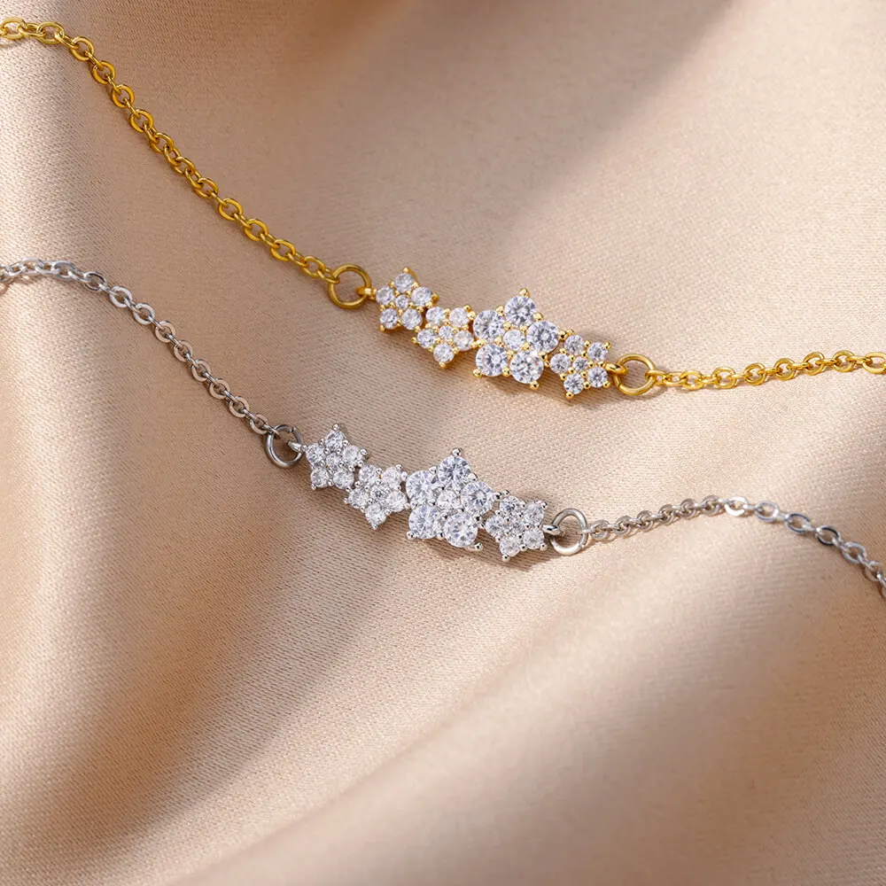 Crystal Zircon Star Bracelets Women Fashion Gold Plated Stainless Steel