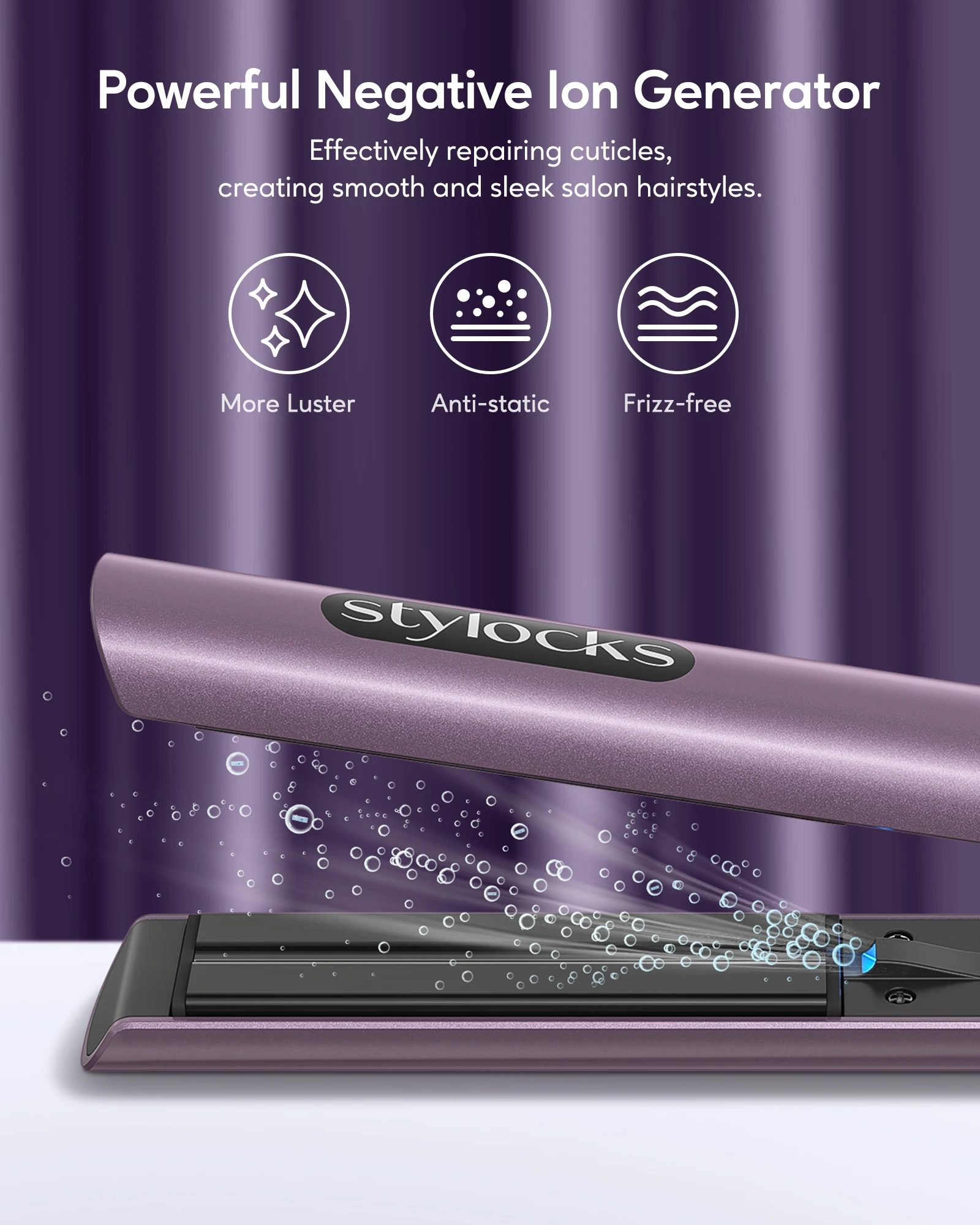 Stylocks Flat Iron 2 In 1 Instant Heating Professional Beauty Tool Adjustable Temperature Hair Striaghtener with Digital Display 3
