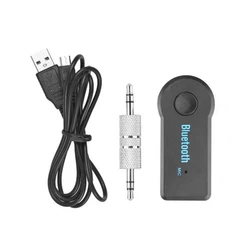 Wireless Bluetooth Audio Receiver Adapter with 3.5mm Aux for Car Music and Headsets (Black)