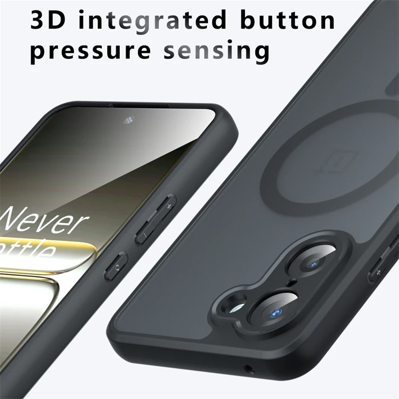 Magnetic MagSafe Matte Transparent Phone Case with Acrylic Bumper