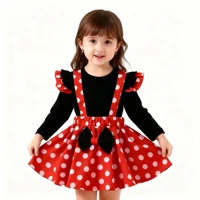 1-5 Years Children Outfit Baby Clothing Set Girl Summer Birthday Costume Kids Dots Tops Skirt Minnie Cosplay Dress with Headband
