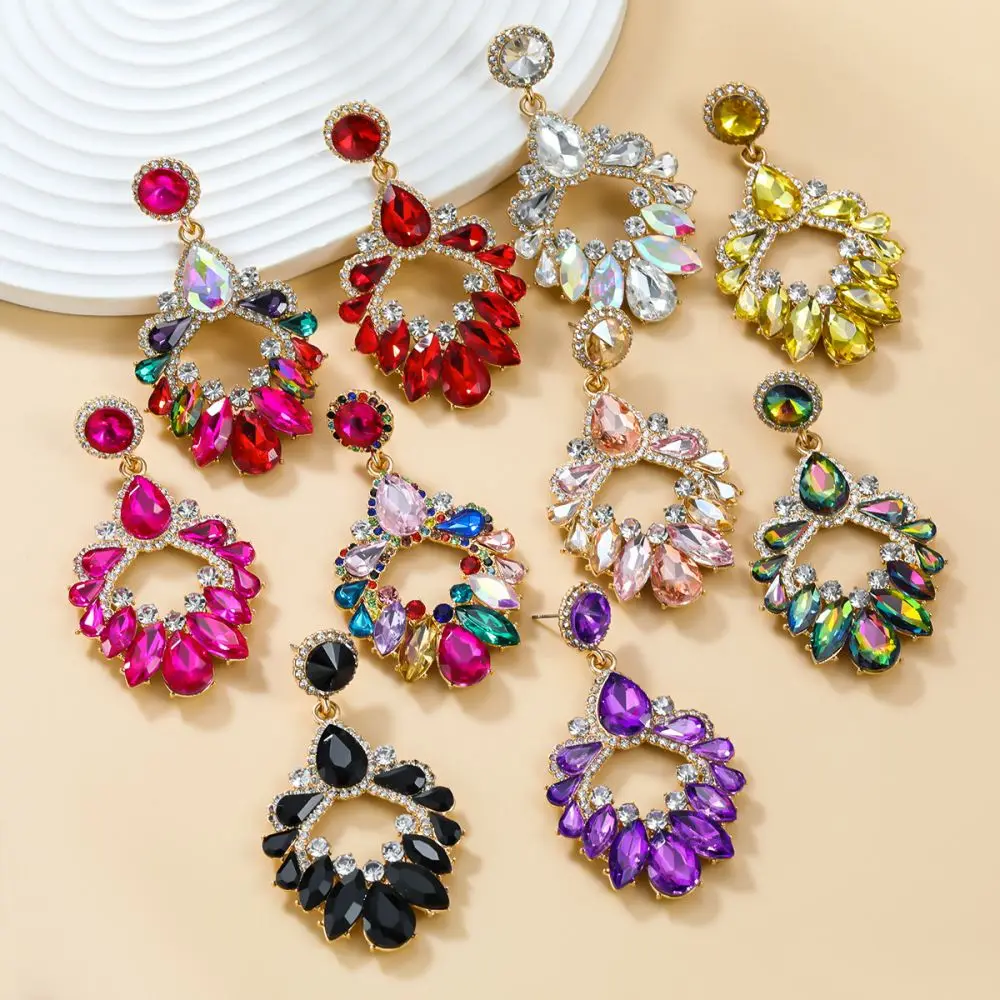 

New Colorful Zircon Long Tassels Earrings for Woman Party Wedding Jewelry