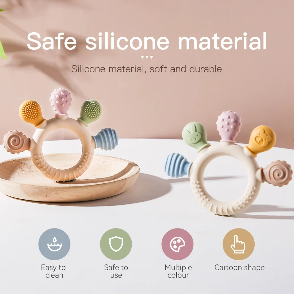 Baby Silicone Teether Dental Toys BPA Free Silicone Finger Teething Ring Bracelet Newborn Goods Baby Teething Toys Gift