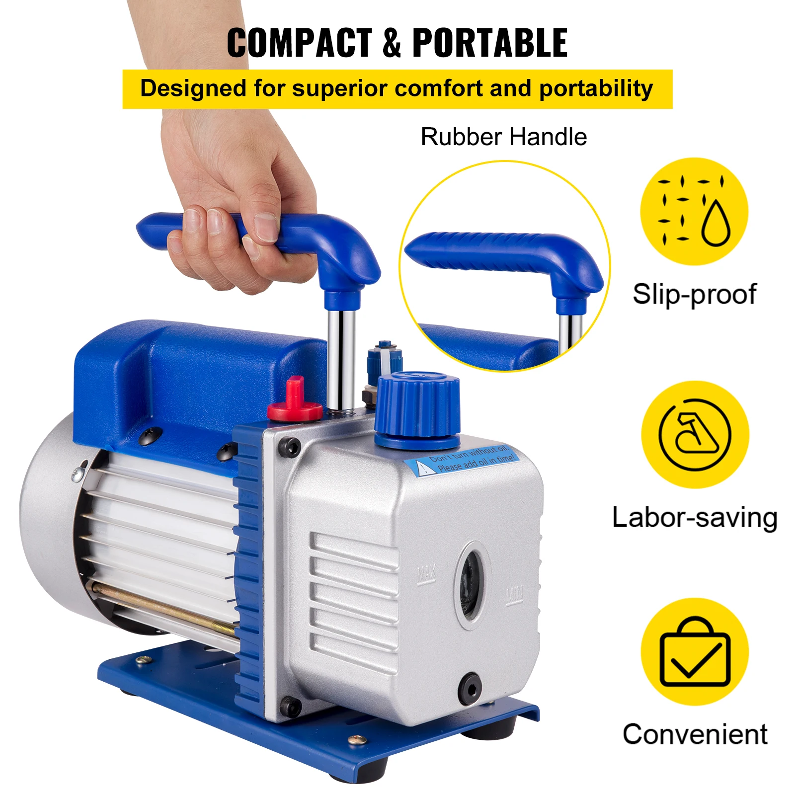 VEVOR 냉매 진공 펌프, 매니폴드 게이지 포함 또는 미포함, 1 스테이지, 1.8CFM-12CFM 냉매, 에어컨, HVAC 유지 보수