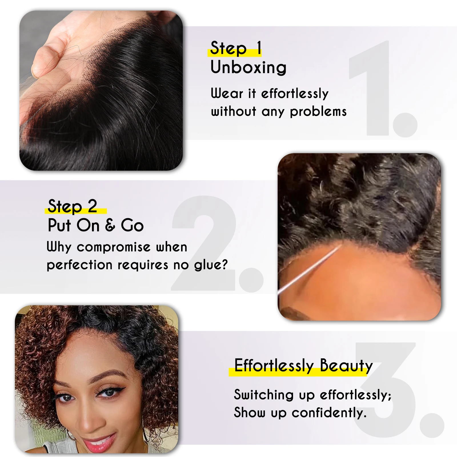 Remy Human Hair Short Kinky Curly Bob Wigs Natural Black Highlight Brown Hair 4x4 HD Transparent Lace Frontal Wig for Women