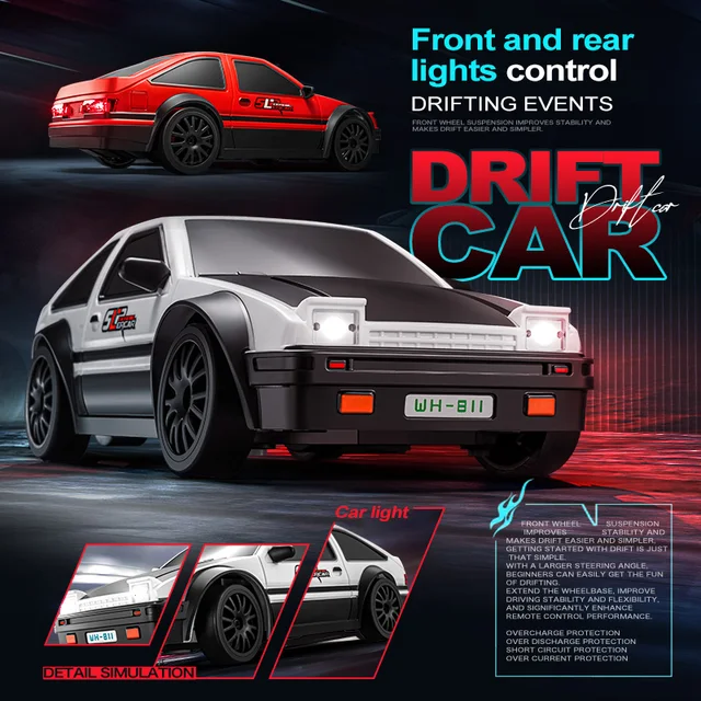 ZWN GTR Model AE86 RC Drift CAR With LED Light 4WD 2.4G Radio Remote Control Cars Professional Racing Toys for Children Gifts 3