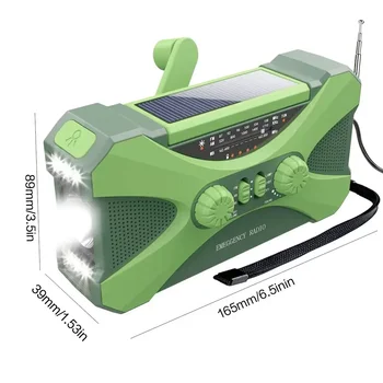 10000mAh Solar Hand Crank Emergency Radio AM FM NOAA Weather Radio Phone Charger Power Bank Dual Speaker Stereo Flashlight LED Reading Light SOS Alarm Survival Gear for Outdoor Camping Home 8