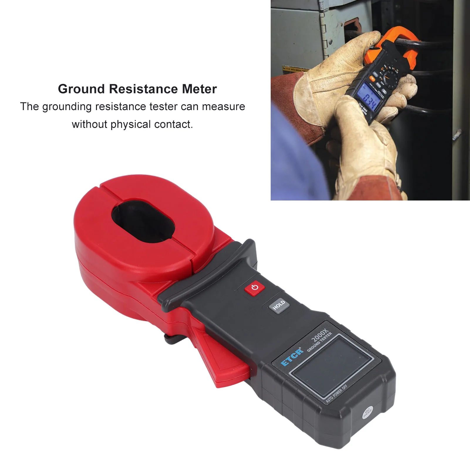 Resistance Tester Digital Ground Resistance Meter LCD Display 0.01~500&Omega; Auto Ranging Clamp Earth Resistance Meter Tester