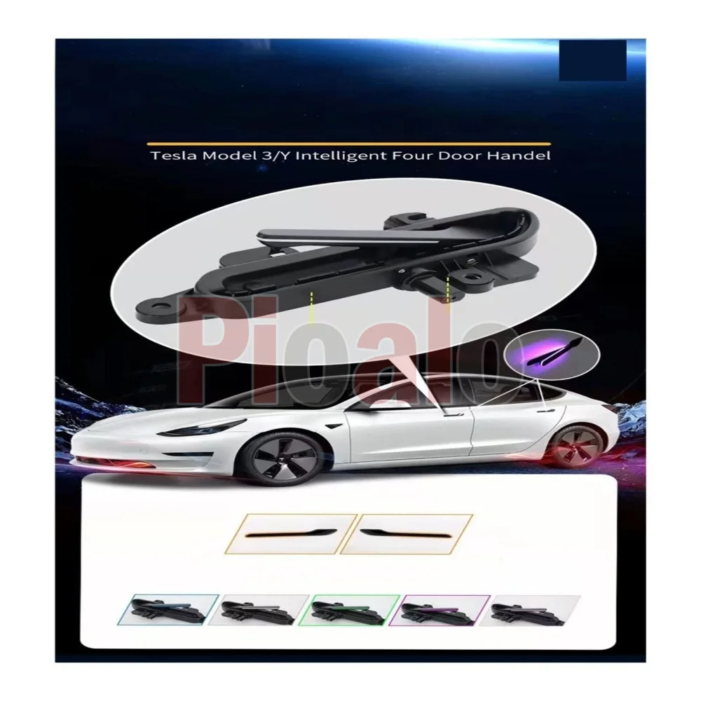 다채로운 LED 조명이 있는 스마트 전기 문짝 핸들, 테슬라 모델 3 Y 2017-2023 흡입 문짝 잠금, 전기 감지 핸들
