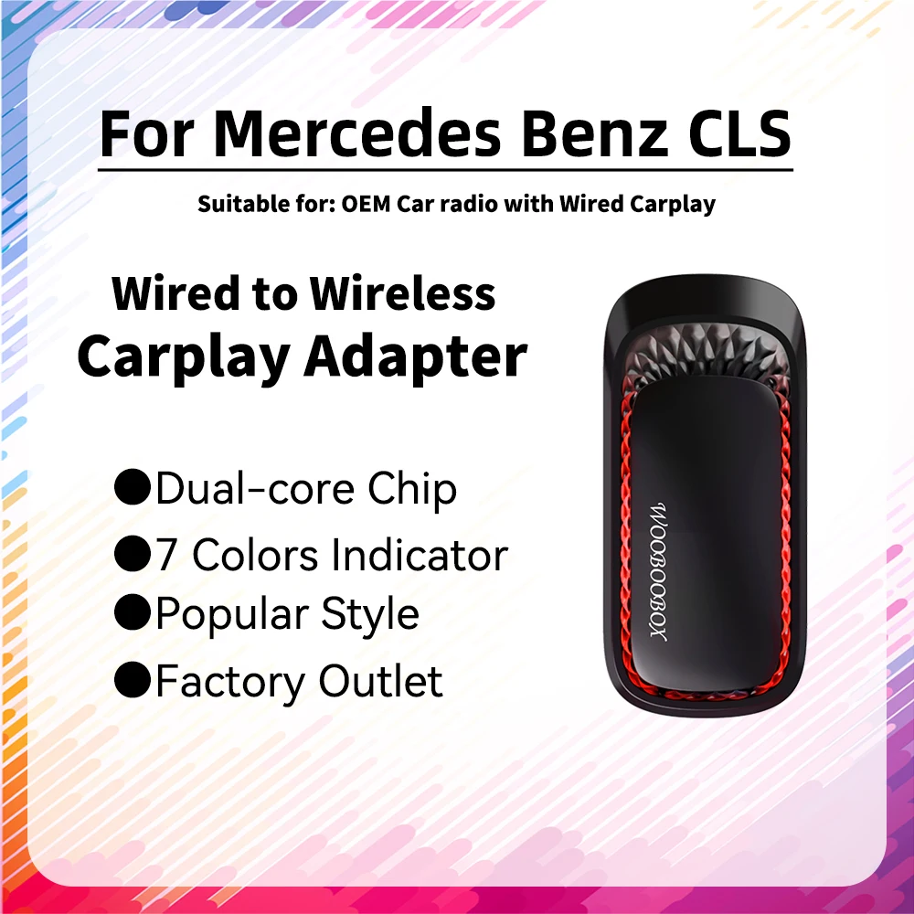 

BT Connect New Smart RGB Carplay AI Box Car OEM Wired CarPlay To Wireless Mini Car Play Wireless Adapter for Mercedes Benz CLS