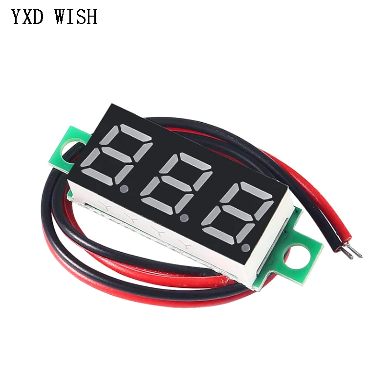 10pcs 0.56 인치 2선 LED 디스플레이 패널 전압계 미니 레드 그린 블루 디지털 DC 4.5V-30V 전압계
