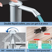 เครื่องจ่ายสบู่เหลวอ่างล้างจานแบบสองพอร์ต ท่อต่อขยาย เครื่องจ่ายสบู่เหลว ผงซักฟอกแบบใช้ซ้ำได้ และเครื่องจ่ายเจลทำความสะอาดมือ 6