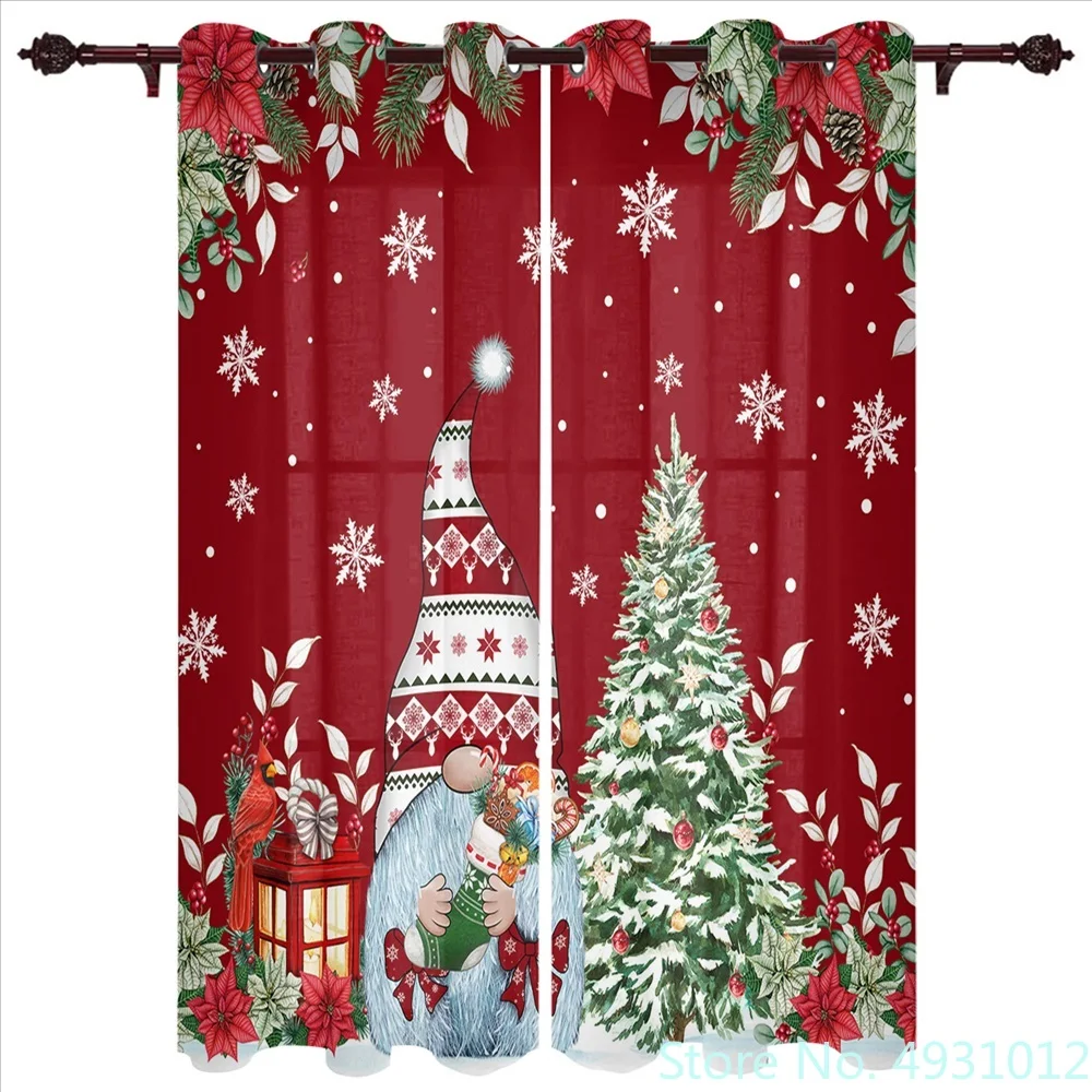 

2023 Christmas Poinsettia Berries Snowman Blackout Curtains Bedroom Festival Made Finished Drapes Livingroom Window Treatments