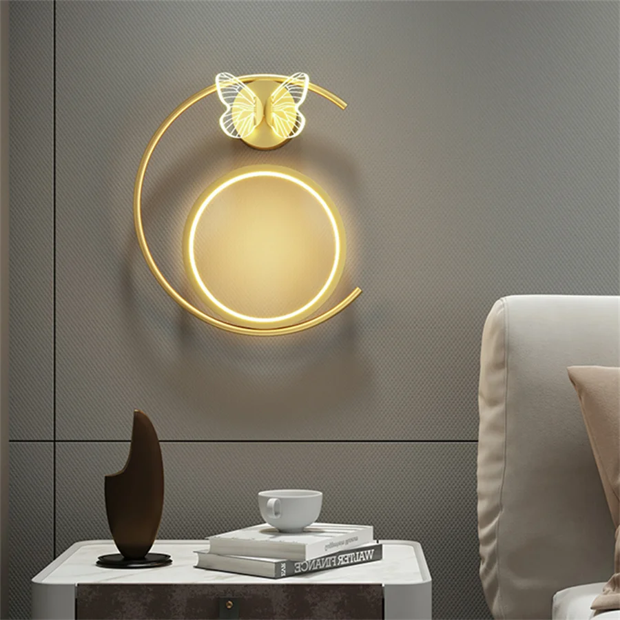 

Modern Minimalist Butterfly LED Wall Lamp Living Room Bedroom Corridor Aisle Sconce Luxury Nordic TV Background Wall Light