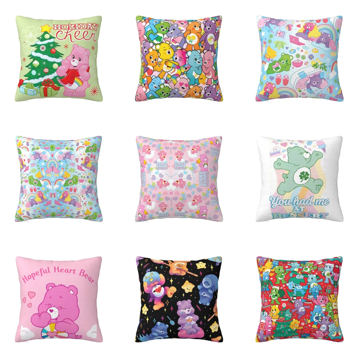 Pillow Case Cute Minniso Care Bears Christmas Square Pillow Cover Retro Cushion Cover Graphic Pillowcases For Living Room Chair