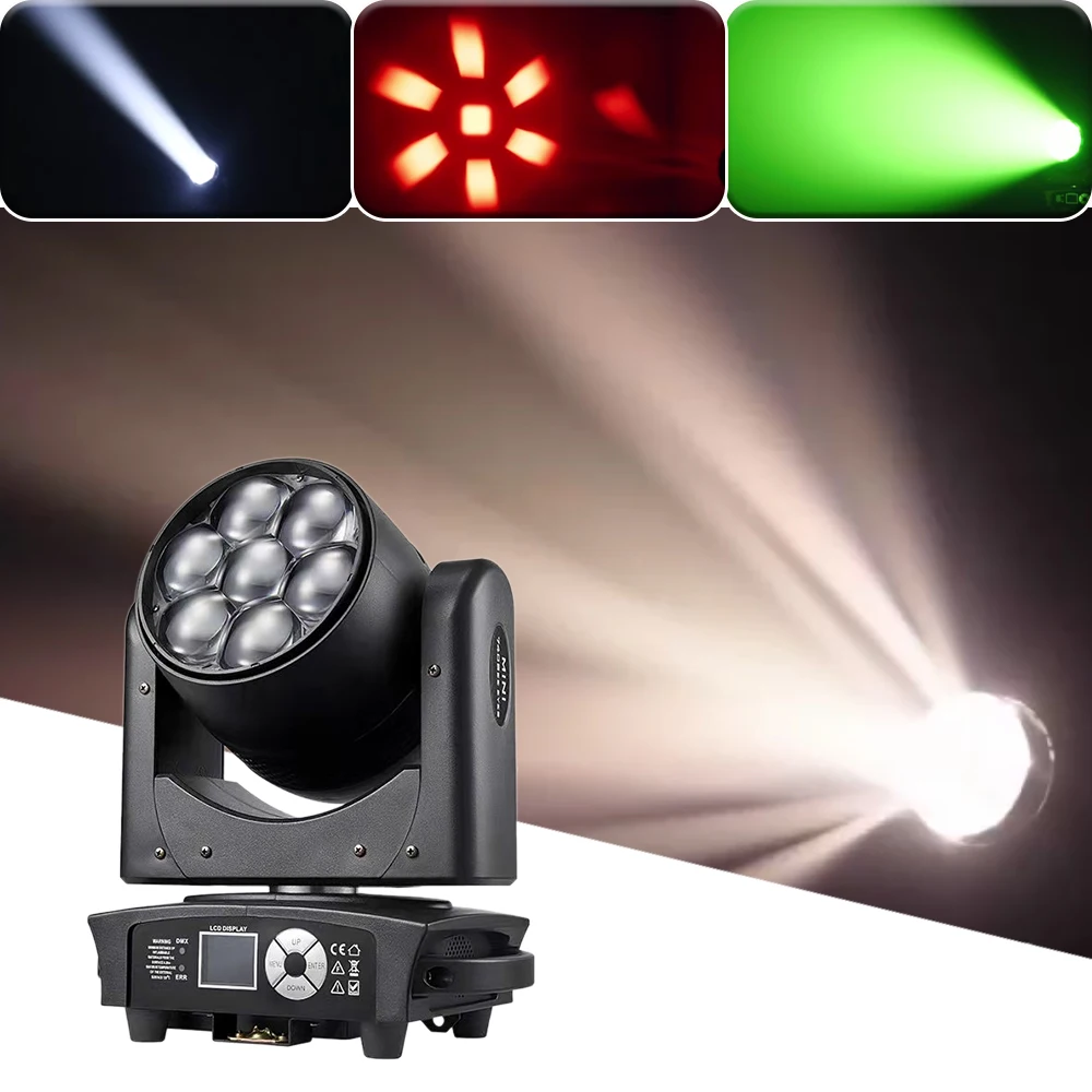 

7X40W RGBW 4IN1 Zoom Bee Eyes Moving Head Light DMX512 17CH Dyeing Effect Light DJ Disco Stage Wedding Music Party Light Show