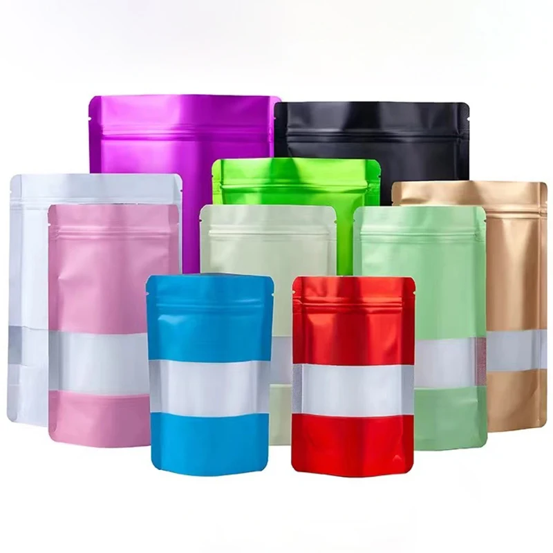 50pcs 식품 학년 스탠드 식품 캔디 초콜릿 주최자 건조 과일 가방에 대 한 창 Doypack 주머니와 사용자 지정 플라스틱 지 플락 가방