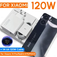 120W Charger for Xiaomi 14 Pro Turbo Fast EU Wall Adapter Usb 6A Type C Cable For Mi 17 15 14T 13T 12 Redmi note 13 POCO X8