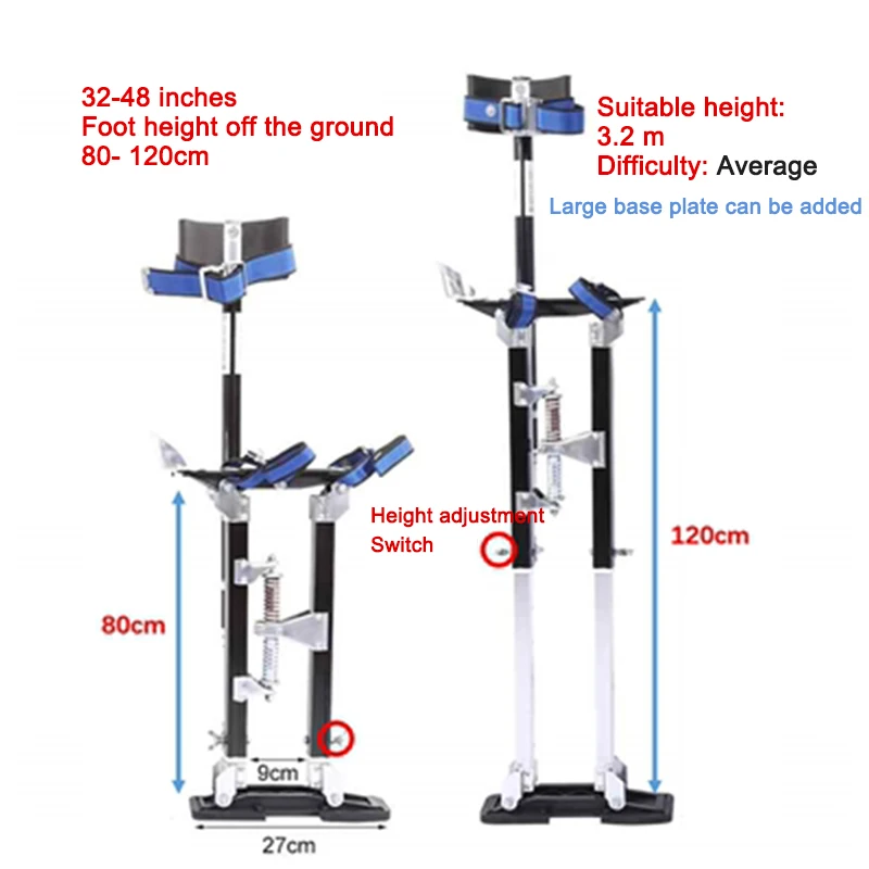 

80-120CM Adjustable Walking Ladder Aluminum Alloy Horse Stool Foot Folding Stilt Construction Bracket Multifunction Stage Props