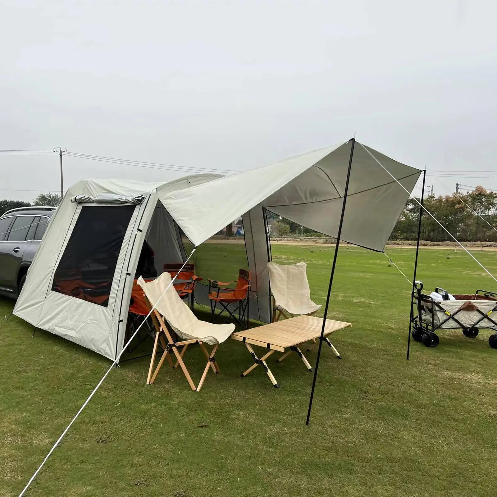 Portable Waterproof Car Rear Tent Camping Shelter Outdoor Trailer Roof Top for Beach