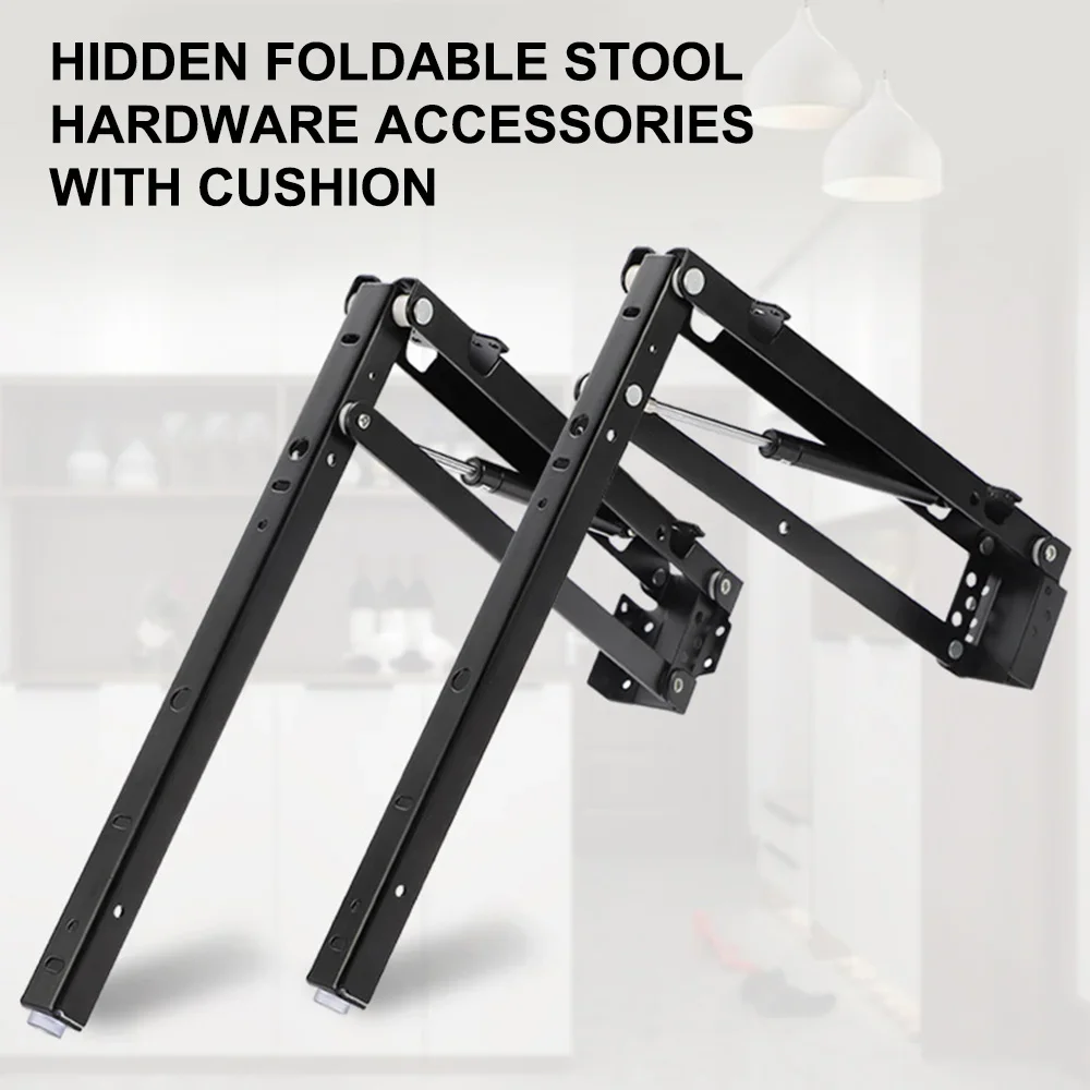 Folding Seat Stool Bracket Hydraulic er Wall-mounted Foldable Shoe Cabinet Shelves with Cushion Cold Rolled Steel Hardware