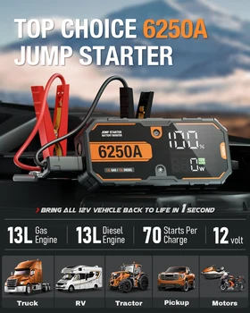 Car 6250A 26000mAh Portable 12V  Jump Starter Power Bank 12V Auto Battery Charger Booster Starting Device