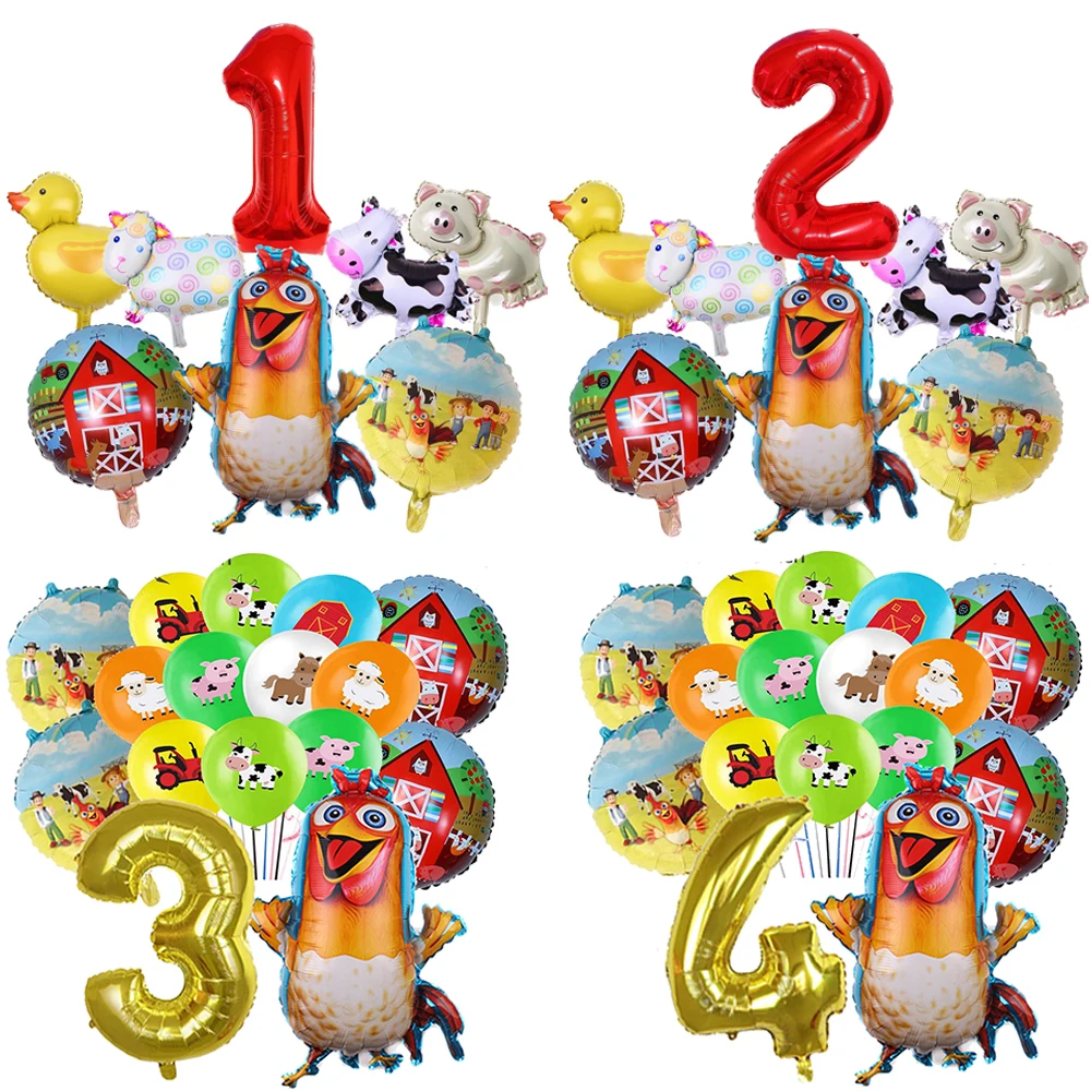 Bauernhoftier-Luftballons-Set, Mini-Kuh, Schaf, Ente, Schwein, Luftballons, Scheunenhof, Ballon, Kinder zum 1. Geburtstag, Bauernhoftier-Thema, Party-Dekoration