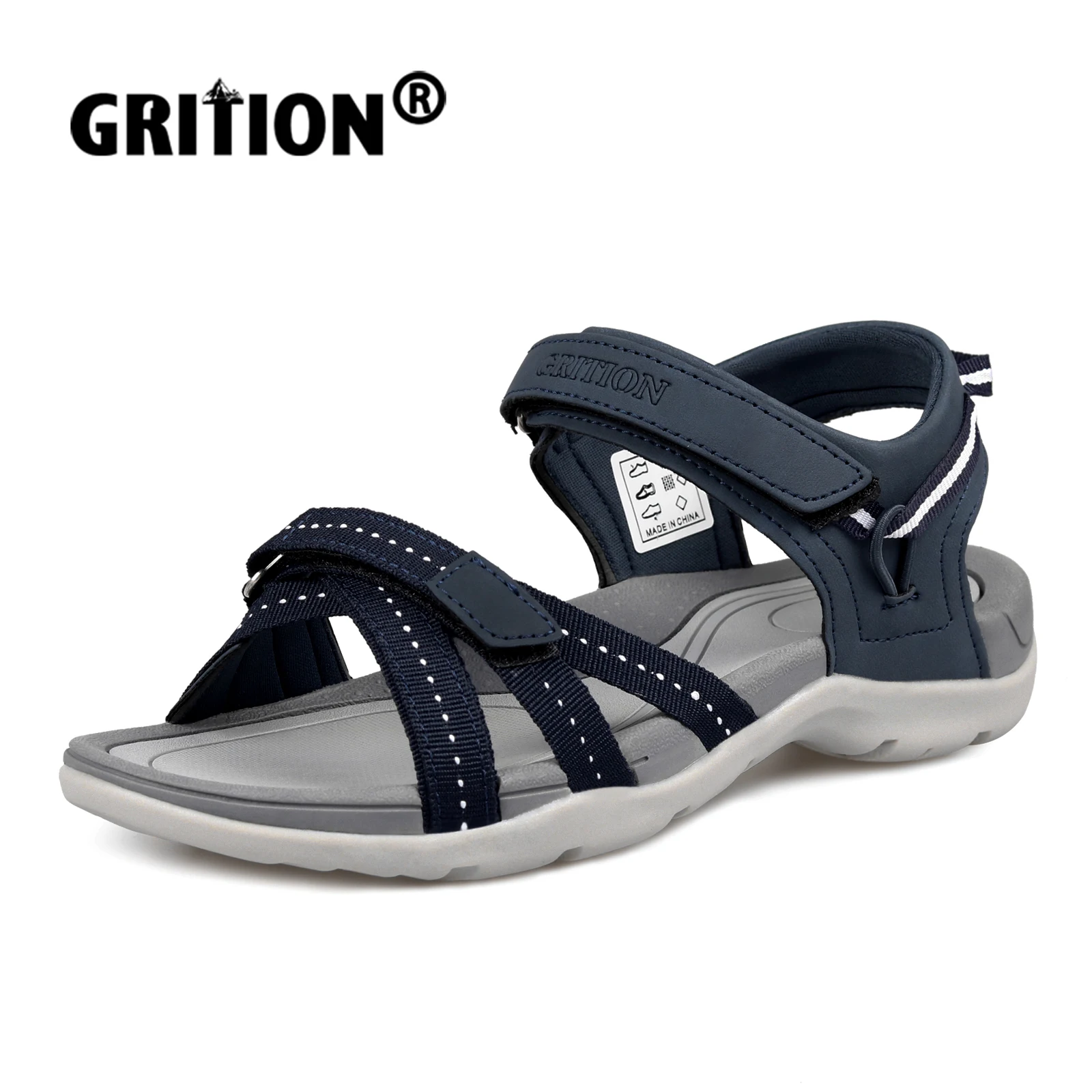 GRITION Womens Flat Sandals Beach Outdoor Casual Fashion Non Slip Light PU Rubber Breathable Trekking Summer Sand 2022 Size 41