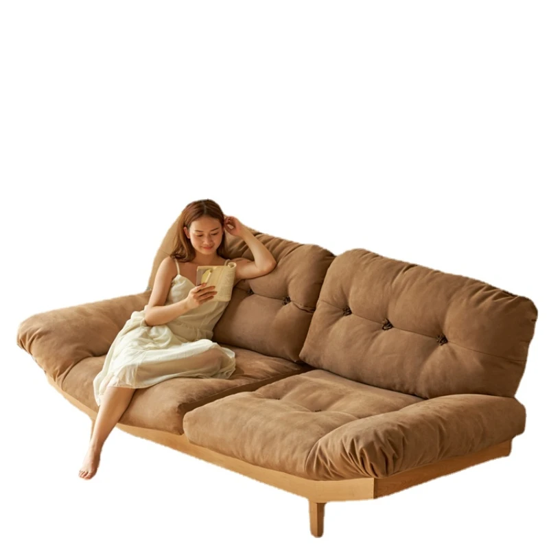 

TLL Solid Wood Sofa Faux Leather Log Wind Net Red Double Three-Seat