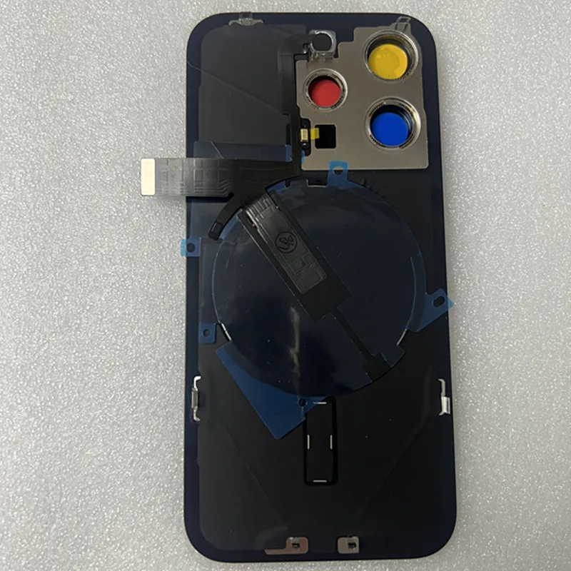 Back Glass Cover For iPhone 15 Pro Max 15 Plus Rear Case Door Housing With Wireless Flex Cable Metal Plate Replacement phone back cover