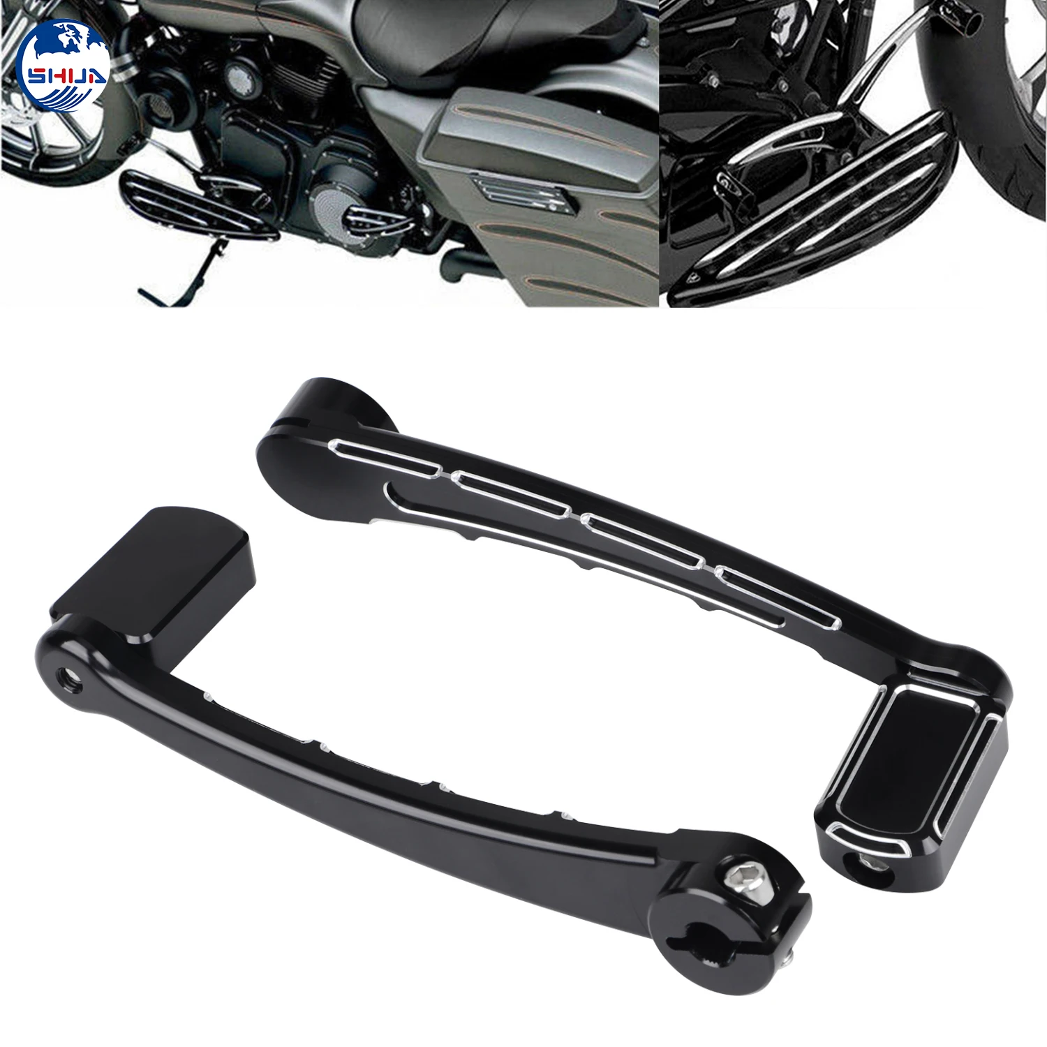 Black Cnc Cut Aluminum Heel Toe Shift Lever W/shifter Pegs For Harley