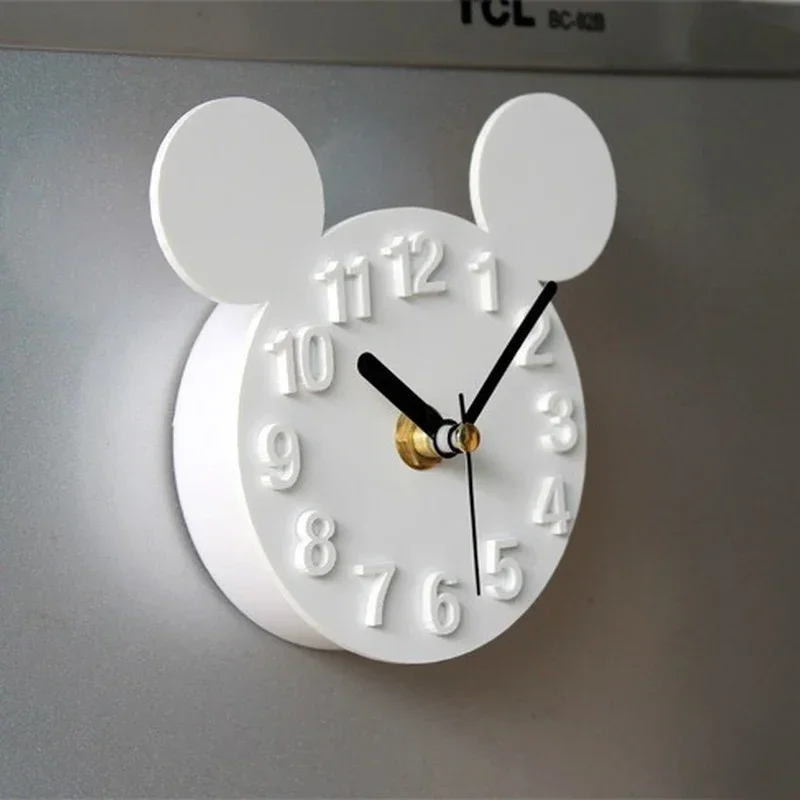 Cartoon Disney Mickey Mouse 3D Wall Clock Wall Stickers Creative Wall Clocks Removable Art Home Decor Living Room Quartz Needle 5